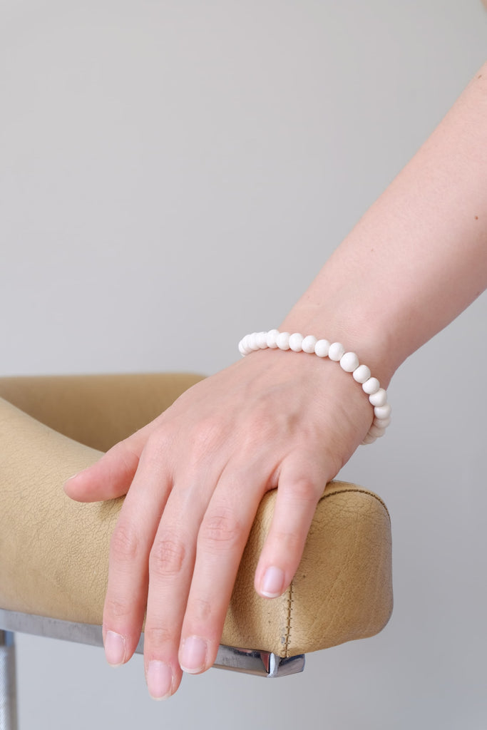 Bracelet perles en céramique - blanc