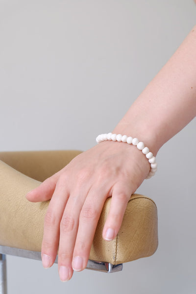 Bracelet perles en céramique - blanc