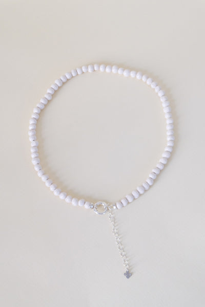 Collier perles en céramique - blanc