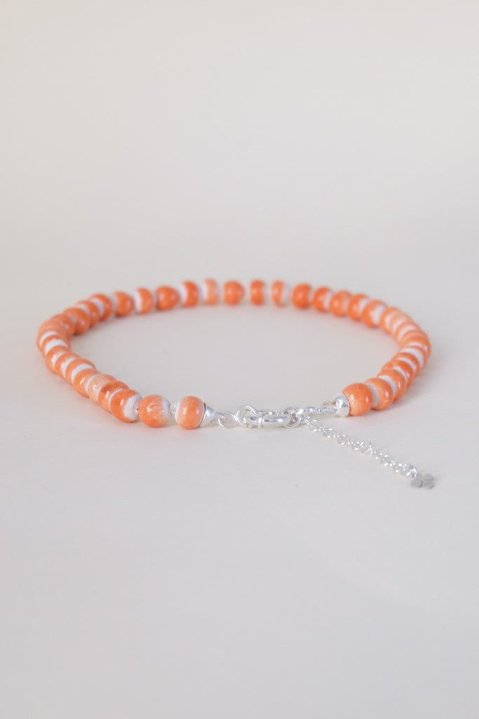 Collier perles en céramique - Orange