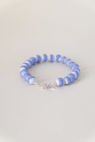 Bracelet perles en céramique - bleu